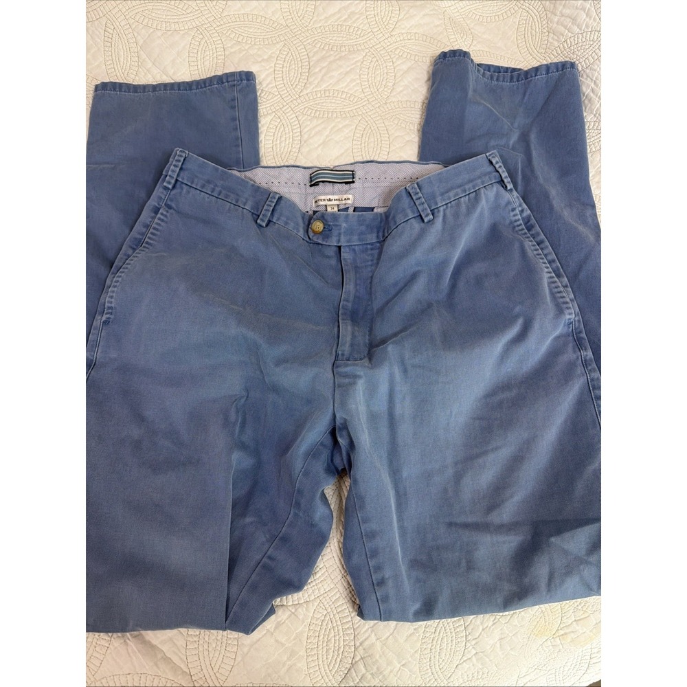 Peter Millar Pants Men 36 Classic Fit Blue Pima Cotton Chinos Business Preppy